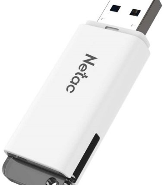 Флешка USB Netac U185 (NT03U185N-064G-20WH), 64Gb, USB 2.0, R/W 25/10, белый/серый
