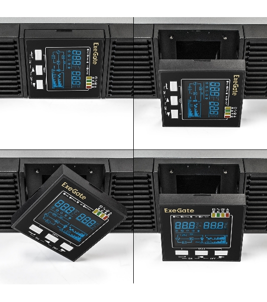 Источник бесперебойного питания On-line ExeGate PowerExpert ULS-1000.LCD.AVR.1SH.2C13.USB.RS232.SNMP.2U 1000VA/1000W, On-Line, PF=1, LCD, 1*Schuko+2*C13, RS232, USB, SNMP-slot, Rackmount 2U/Tower, металлический корпус, черный