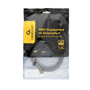 Кабель miniDP<->DP Cablexpert CCP-mDP2-6, 20M/20M, v.1.2, 4K, 1.8м, черный, позол.разъемы, пакет