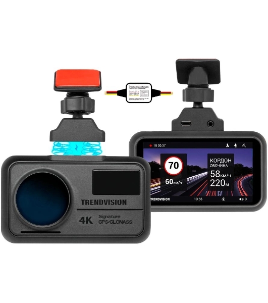 Видеорегистратор TrendVision TDR-725 Real 4K Max, 3840x2160, 3', GPS/ГЛОНАСС, Wi-Fi, G-сенсор, датчик движения, GPS-информатор