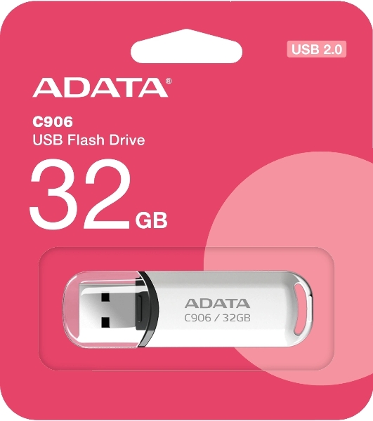 Флешка USB ADATA C906 (AC906-32G-RWH), 32Gb, USB 2.0, R/W 15/5, белый
