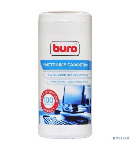 Салфетки Buro BU-Ascreen для экранов мониторов/плазменных/ЖК телевизоров/ноутбуков туба 100 шт влажных