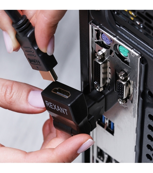 Переходник штекер Rexant HDMI - гнездо HDMI, поворотный