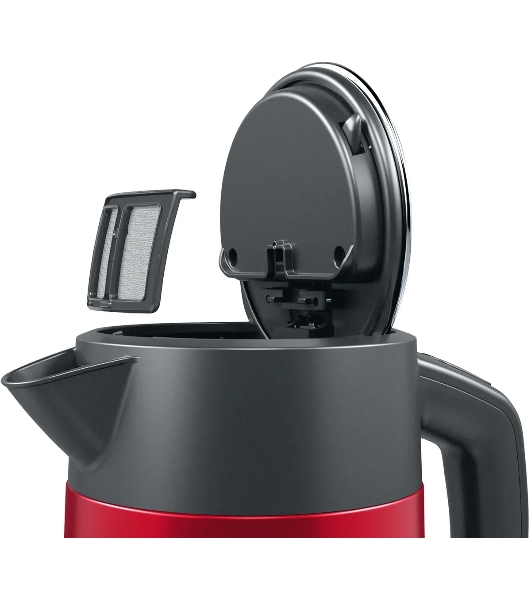 Электрочайник Bosch TWK4P434 красный, 1.7 л, 2400 Вт, скрытый нагревательный элемент