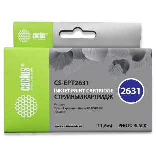 Картридж струйный Cactus CS-EPT2631 (26XL) фото черный (11.6 мл) для Epson Expression Home XP-600/605/700/800
