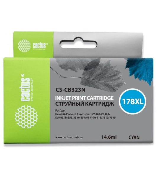 Картридж струйный Cactus CS-CB323N №178XL голубой (14.6 мл.) для HP PS B8553/C5383/C6383/D5463/5510