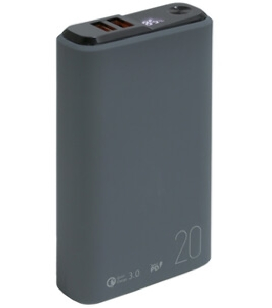 Портативный аккумулятор OLMIO QS-20, 20000mAh, 22.5W QuickCharge3.0/PowerDelivery, LCD, темно-серый
