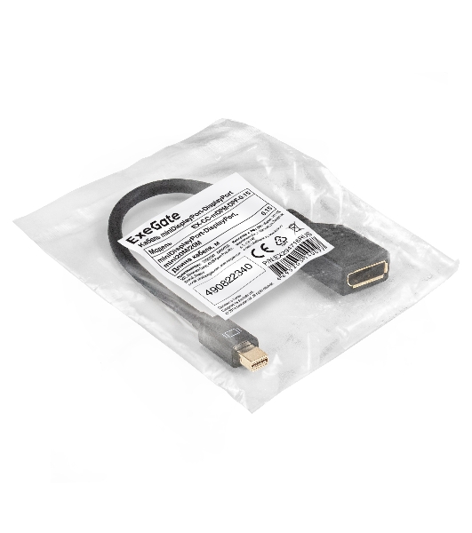 Кабель miniDisplayPort-DisplayPort ExeGate EX-CC-mDPM-DPF-0.15 (mini20M/20M, 0,15м)