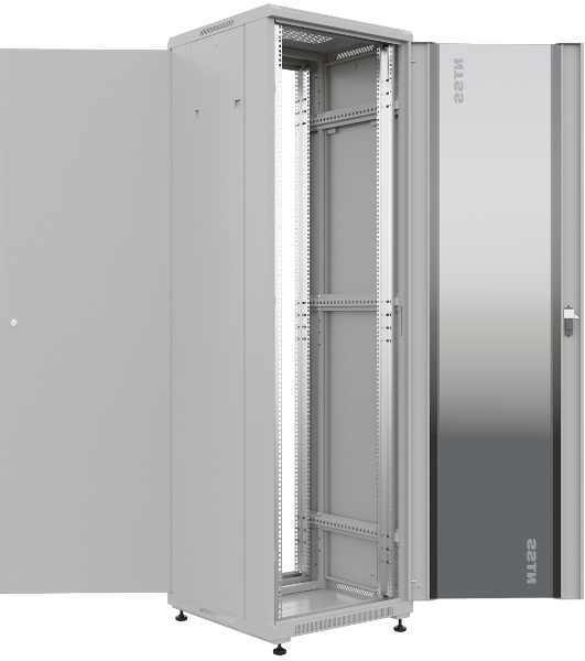 Шкаф серверный NTSS Премиум (NTSS-R42U6060GS) напольный 42U 600x600 мм пер. дв. стекл. металл 900 кг серый IP20 сталь
