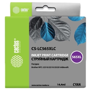 Картридж струйный Cactus CS-LC565XLC голубой для Brother MFC-J2510 (14,4 мл)