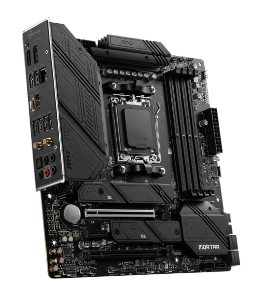 Материнская плата MSI MAG B650M MORTAR WIFI, AM5, AMD B650, 4xDDR5, 6xSATA, 2xM.2, 1xPCI-E 4.0 x16, 1xPCI-E 4.0 x4, 1xHDMI, 1xDP, 1x2.5Gb LAN, 3xUSB 3.2 Gen 2, 4xUSB 3.2 Gen 1, 1xUSB-C 3.2 Gen 2x2, 5x3.5мм аудио, 7.1, Micro-ATX