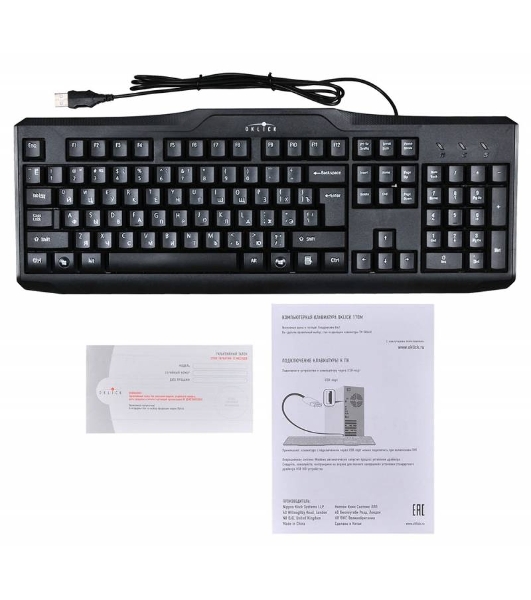 Клавиатура Oklick 170M проводная, USB Type-A, чёрный