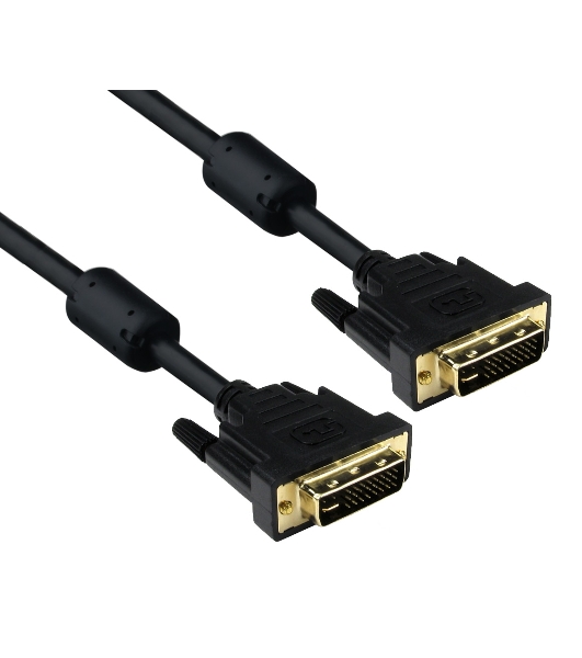 Кабель DVI dual link (25M-25M) 5м ExeGate, 2 фильтра, позолоченные контакты
