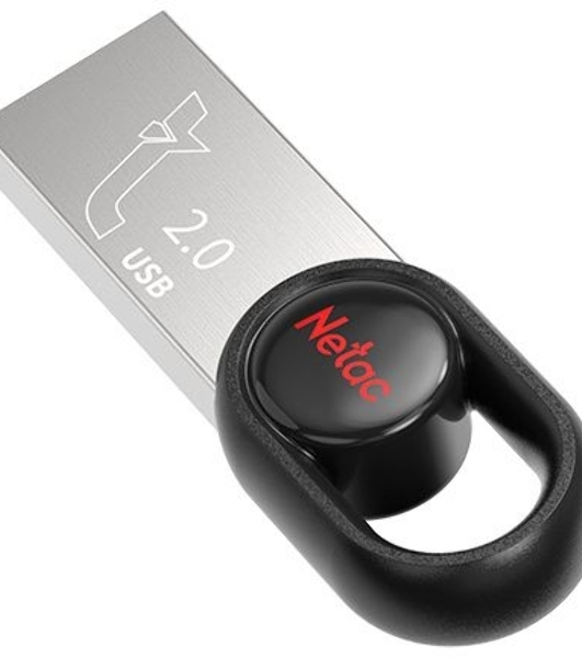 Флешка USB Netac UM2 (NT03UM2N-032G-20BK), 32Gb, USB 2.0, R/W 100/40, серебристый/черный