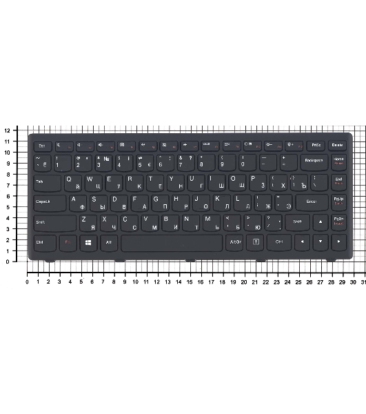 Клавиатура для ноутбука Lenovo Flex 14 G400s черная с рамкой