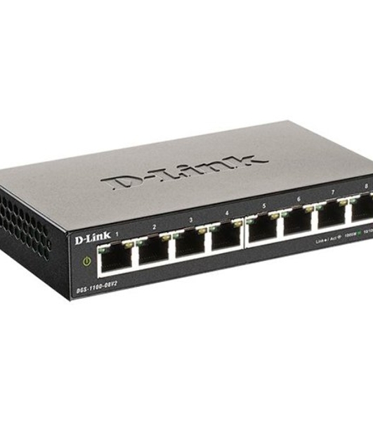 Коммутатор D-Link DGS-1100-08V2/A1A, 8×1 Гбит/с, настраиваемый
