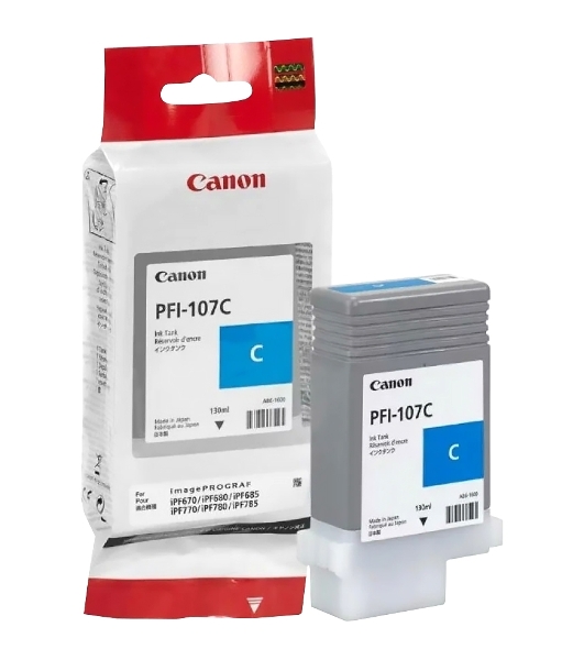 Картридж струйный Canon PFI-107C (6706B001) голубой (130 мл) для Canon iP F680/685/780/785