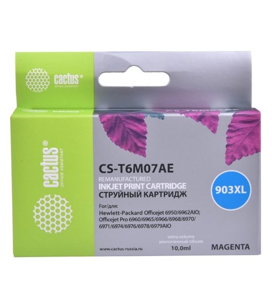 Картридж струйный Cactus CS-T6M07AE №903XL пурпурный (10 мл) для HP OJP 6950/6960/6970