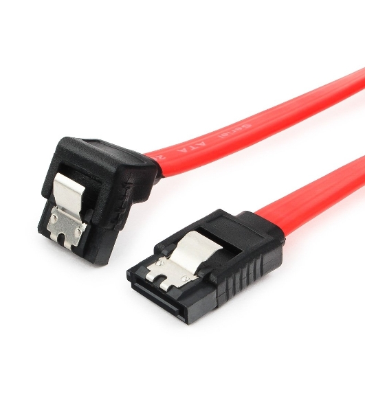 Кабель интерфейсный SATA Cablexpert CC-SATAM-DATA90-0.3M, 30 см, угловой разъем, 7pin/7pin, защелка, пакет
