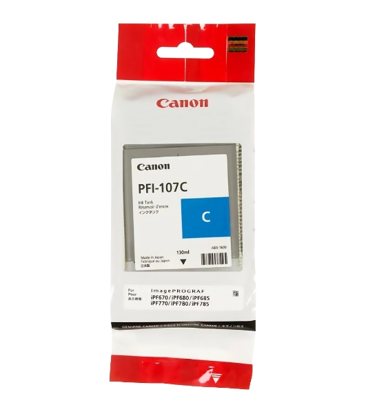 Картридж струйный Canon PFI-107C (6706B001) голубой (130 мл) для Canon iP F680/685/780/785