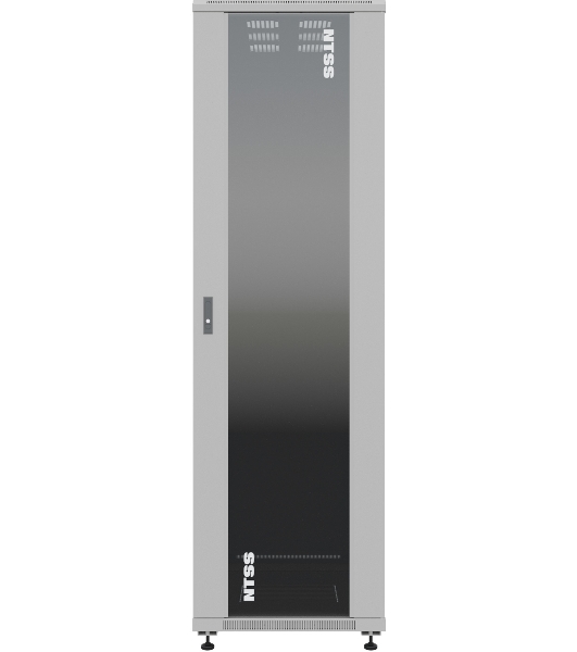 Шкаф серверный NTSS Премиум (NTSS-R42U80100GS) напольный 42U 800x1000 мм пер. дв. стекл. металл 900 кг серый IP20 сталь