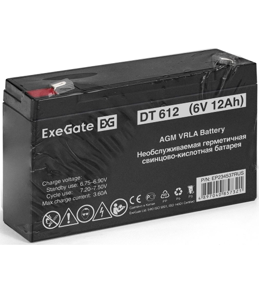 Батарея для ИБП ExeGate EP234537RUS DT 612/EXG6120 (6V 12Ah) клеммы F1
