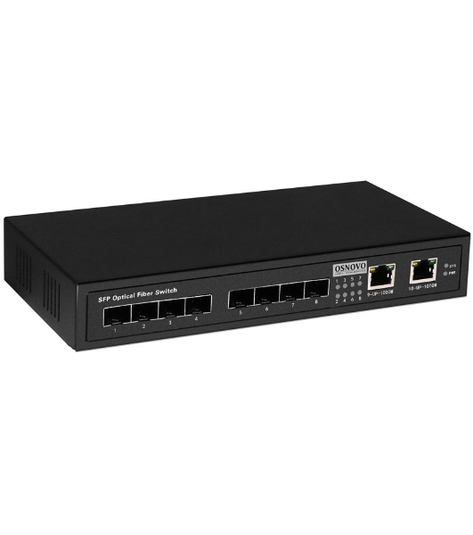 Коммутатор гигабитный Osnovo SW-7028, 8 *SFP 1000Base-FX, 2 x10/100/1000Base-T