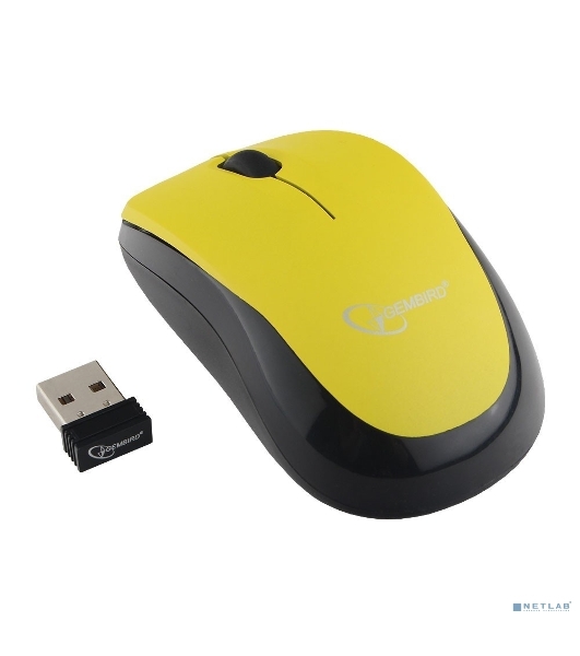 Мышь беспроводная Gembird MUSW-360-LM желтый, 1000 dpi, радиоканал, USB, кнопки - 3