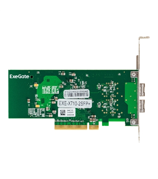 Сетевой адаптер ExeGate EXE-X710-2SFP+ (PCI-E x8 v.3, порты 2x SFP+, Dual 10Gb/s, Server NIC Chipset Intel FTXL710)