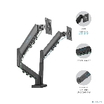 Кронштейн Kromax OFFICE-14 черный, 4 шт/уп. Кр. стал. настол. для 2-х мон. 15'-32', max 2x10 кг, 6 ст. св., нак. +90° -45°, пов. 180°, max VESA 100x100, фото10