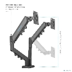 Кронштейн Kromax OFFICE-14 черный, 4 шт/уп. Кр. стал. настол. для 2-х мон. 15'-32', max 2x10 кг, 6 ст. св., нак. +90° -45°, пов. 180°, max VESA 100x100, фото9