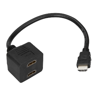 Переходник Rexant штекер HDMI - 2 гнезда HDMI с проводом, черный (10 шт./уп.)