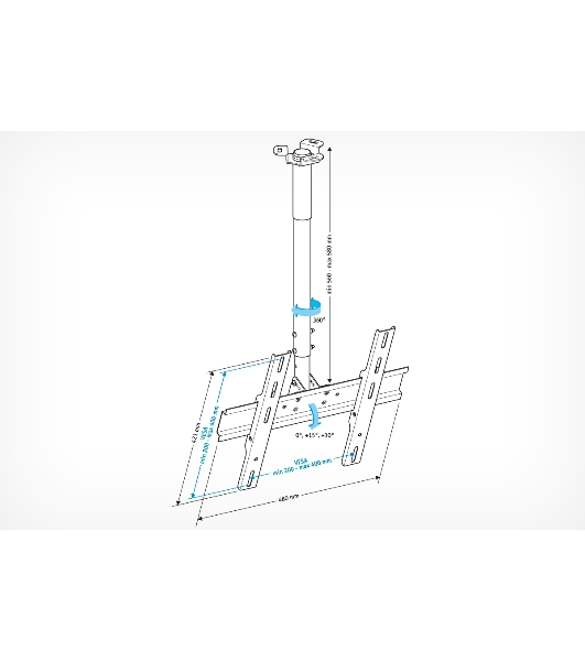 Кронштейн для телевизора Holder PR-101-B черный 32'-65' макс.60кг потолочный фиксированный