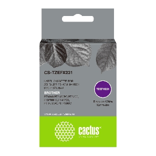 Картридж ленточный Cactus CS-TZEFX231 черный шрифт, белый фон (12 мм, 8 м) для Brother 1010/1280/1280VP/2700VP