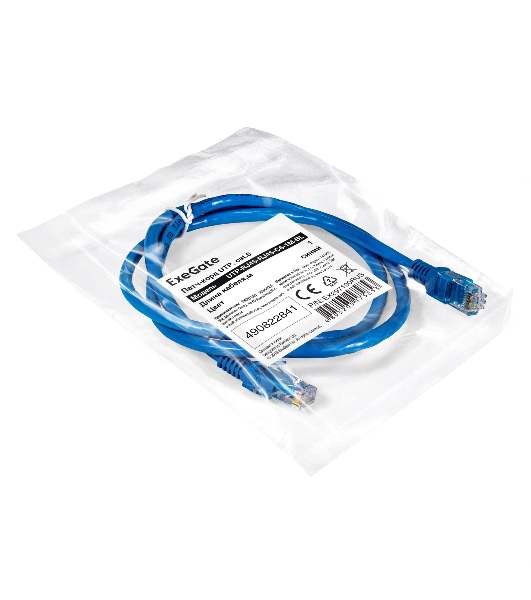 Патч-корд ExeGate UTP-RJ45-RJ45-C6-1M-BL, UTP, cat.6, 1м, синий