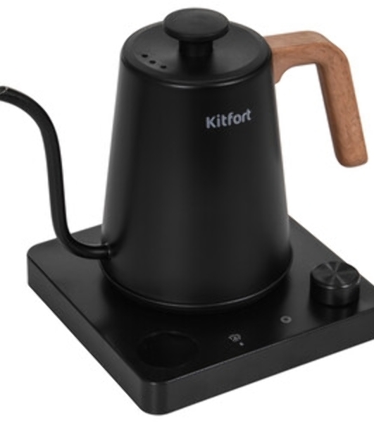 Чайник электрический Kitfort КТ-6726 1л. 1200Вт черный/дерево корпус: нерж.сталь/пластик