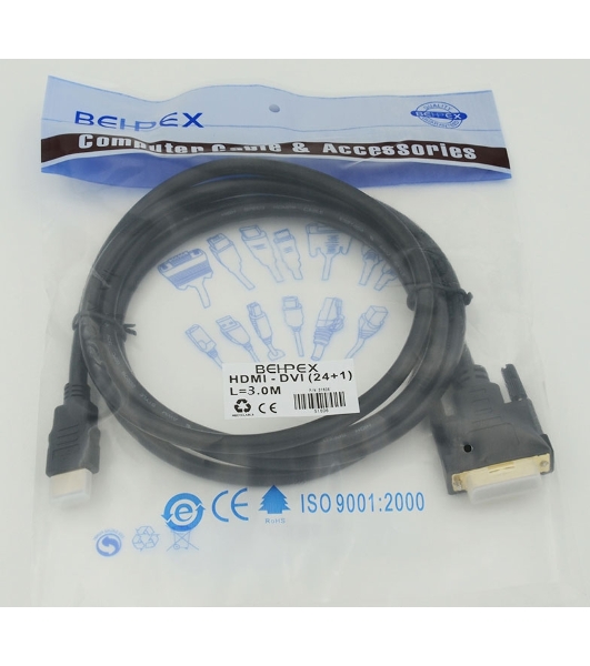 Кабель HDMI/DVI-D 3м SIEMAX 19M - DVI Dual Link, черный