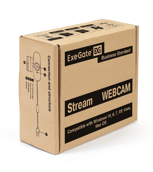 Веб-камера ExeGate Stream C940 2560x1440, 30 кадр/с, USB Type-A, микрофон (шумоподавление), универсальное крепление, штатив в комплекте