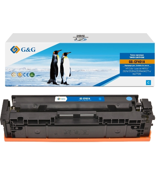 Картридж лазерный G&G GG-CF401A (CF401A) голубой (1400 стр.) для HP CLJ M252/252N/252DN/252DW/M277n/M277DW