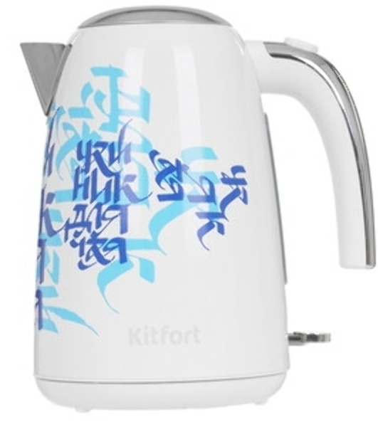 Чайник электрический Kitfort КТ-6772 1.7 л, 2200 Вт, белый/синий корпус: металл/пластик