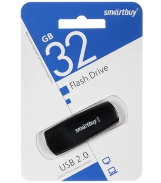 Флешка USB Smartbuy Scout Black (SB032Gb2SCK), 32Gb, USB 2.0, R/W 13/8, черный