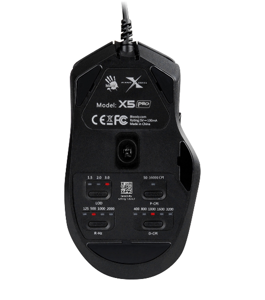 Мышь проводная A4Tech Bloody X5 Pro черный, 16000 dpi, USB, кнопки - 9