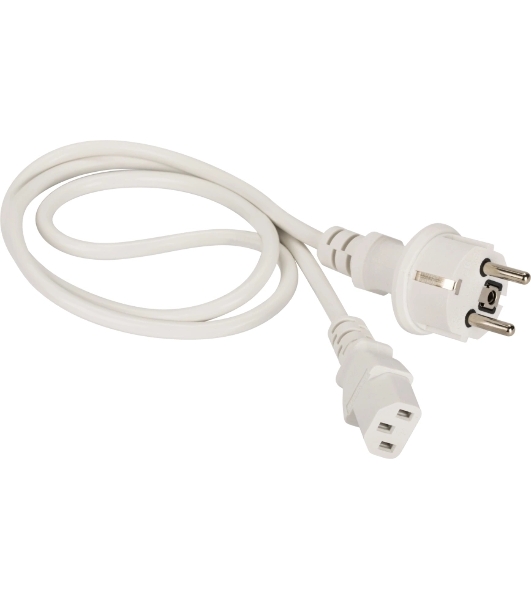 Шнур питания Lanmaster C13-Schuko прямая, 3х0.75, 220В, 10А, белый, 2 метра