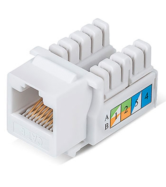 Модуль Keystone Rexant Jack RJ-45(8P8C), UTP неэкранированный, CAT 6, тип 90 градусов, белый PRO