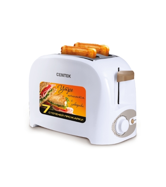 Тостер Centek CT-1420 белый, 750 Вт, 2 слота