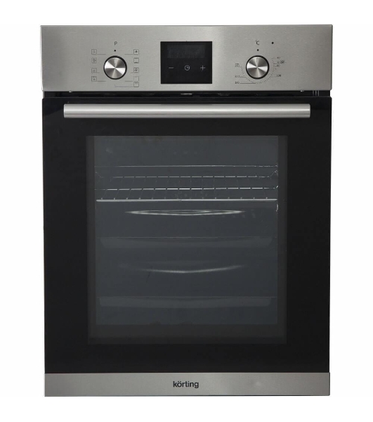 Встраиваемая электрическая духовка Korting OKB 7931 CMX 59.6 х 45 x 55 см, 9 режимов нагрева, сенсорное электронное управление TouchControl, LED дисплей Cold White белого цвета, утапливаемые переключатели, телескопические направляющие на 1-м уровне, нержавеющая сталь