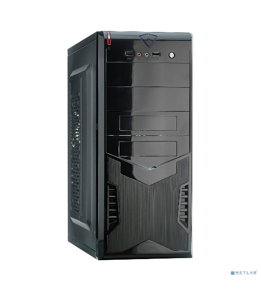 Компьютерный корпус Miditower ExeGate CP-604 Black, ATX, (без БП), 2хUSB, Audio