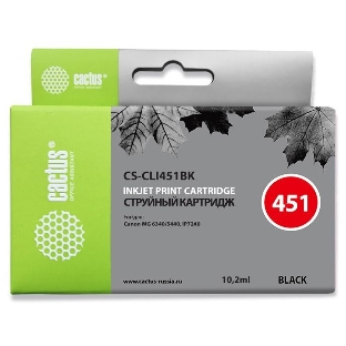 Картридж струйный Cactus CS-CLI451BK черный (10,2 мл) для Canon MG 6340/5440/IP7240