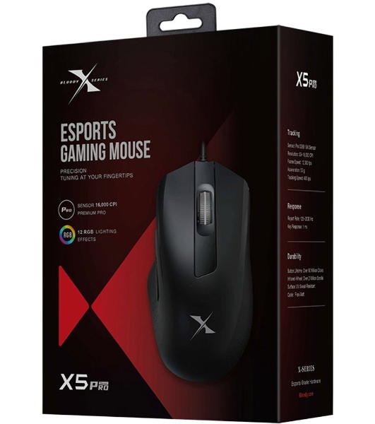 Мышь проводная A4Tech Bloody X5 Pro черный, 16000 dpi, USB, кнопки - 9