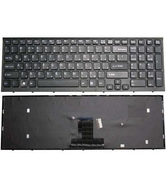 Клавиатура для ноутбука Sony Vaio VPC-EB черная с черной рамкой